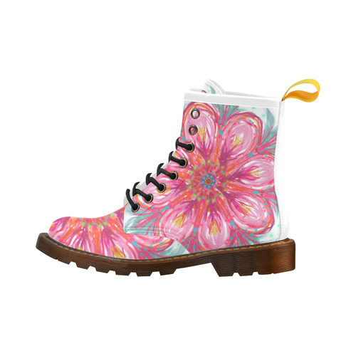flower High Grade PU Leather Martin Boots For Women Model 402H