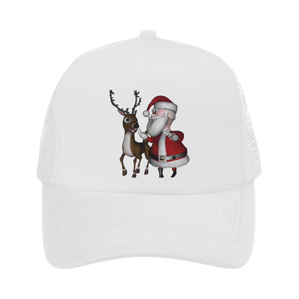Funny Santa Claus with reindeer Trucker Hat