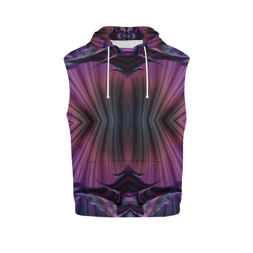 Sunset Ring of Phoenixes Fractal Abstract All Over Print Sleeveless Hoodie for Men (Model H15)