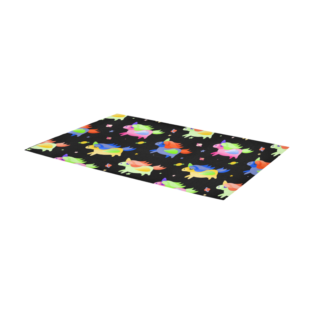 Cute Flying Unicorns Stars Planets Starry Night Area Rug 7'x3'3''