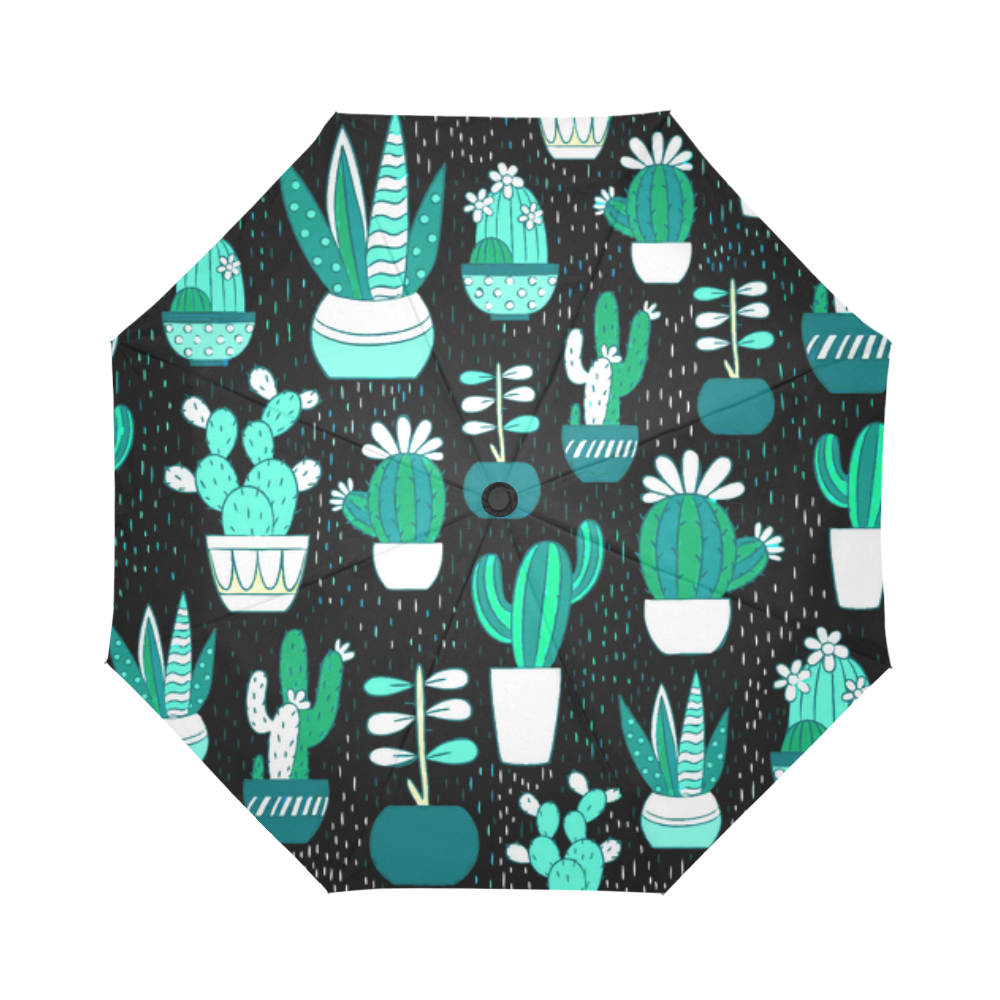 Cute Cactus Floral Pattern Succulents Auto-Foldable Umbrella (Model U04)