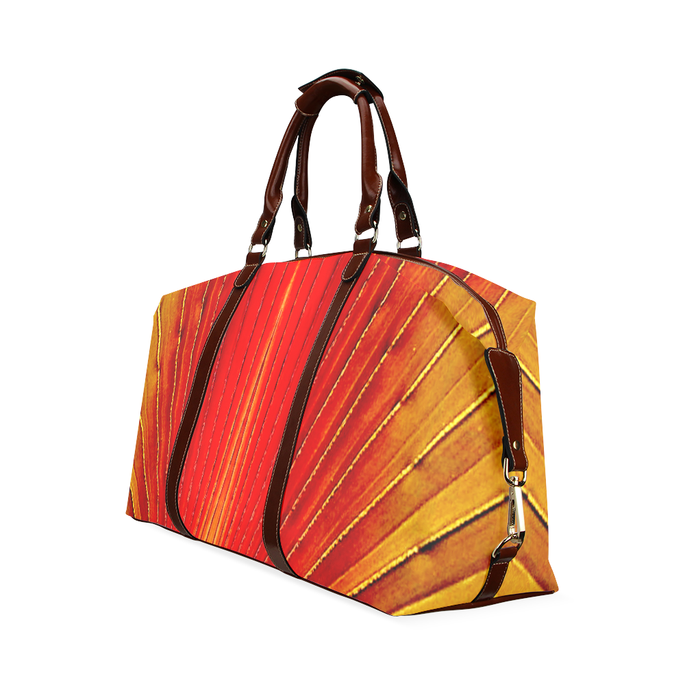 Golden stripes Leaf art Classic Travel Bag (Model 1643) Remake