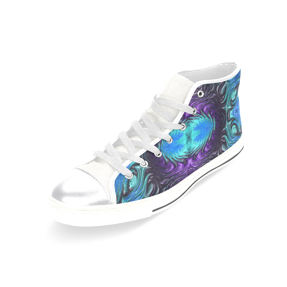 Amethyst Sapphire Turquoise Gems Fractal Abstract Women's Classic High Top Canvas Shoes (Model 017)
