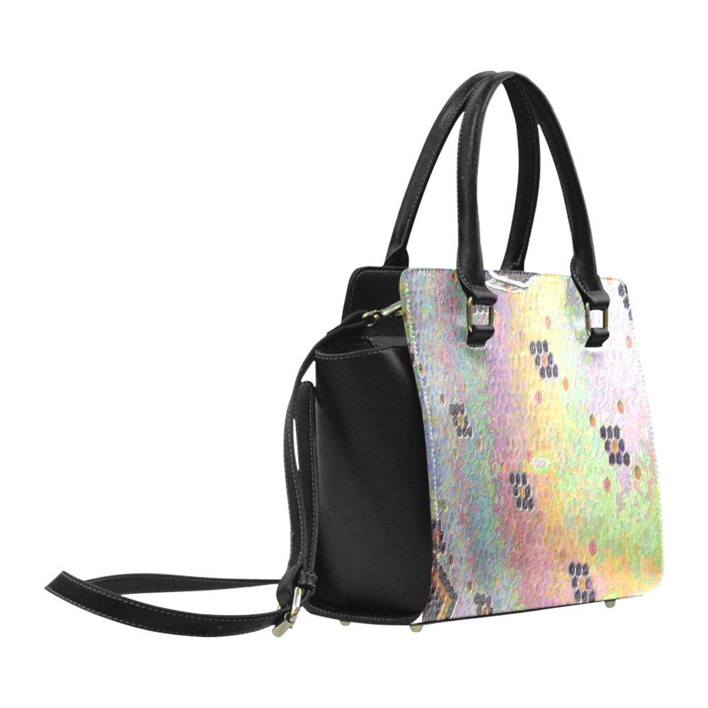 Enamel Hexagon Tile Scales Rainbow Colors Classic Shoulder Handbag (Model 1653)