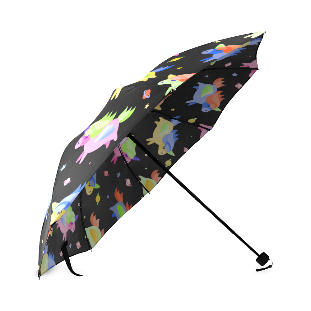 Cute Flying Unicorns Stars Planets Starry Night Foldable Umbrella (Model U01)