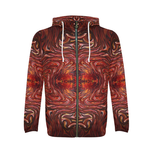 Hearts Fire Storm of Love Fractal Abstract All Over Print Full Zip Hoodie for Men (Model H14)