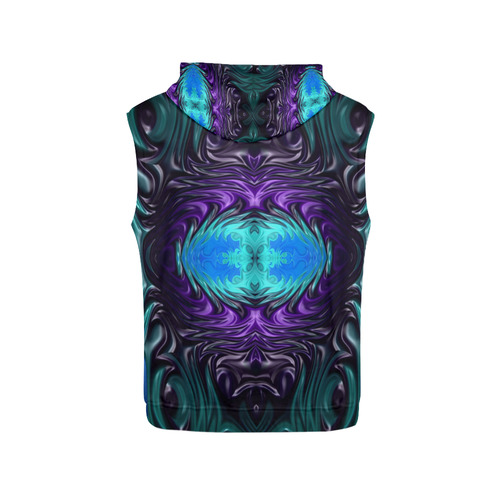 Amethyst Sapphire Turquoise Gems Fractal Abstract All Over Print Sleeveless Hoodie for Men (Model H15)