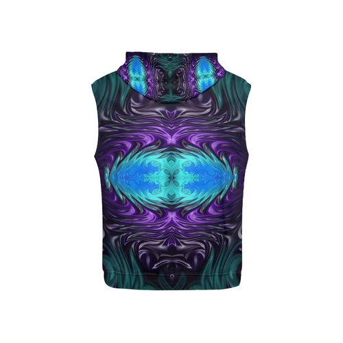 Amethyst Sapphire Turquoise Gems Fractal Abstract All Over Print Sleeveless Hoodie for Kid (Model H15)
