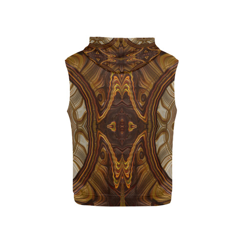 Petrified Wood Parquetry Fractal Abstract All Over Print Sleeveless Hoodie for Kid (Model H15)