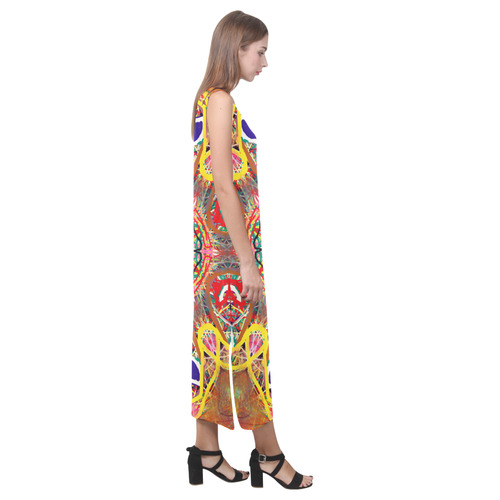 Thleudron Women's Cayman Phaedra Sleeveless Open Fork Long Dress (Model D08)