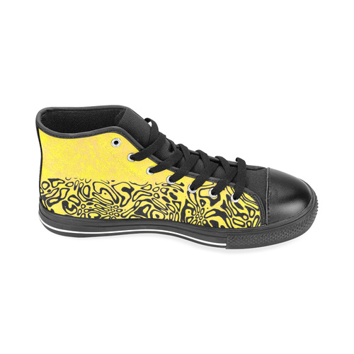 Modern PaperPrint yellow by JamColors Men’s Classic High Top Canvas Shoes /Large Size (Model 017)