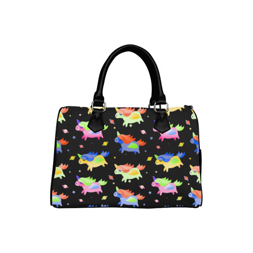 Cute Flying Unicorns Stars Planets Starry Night Boston Handbag (Model 1621)