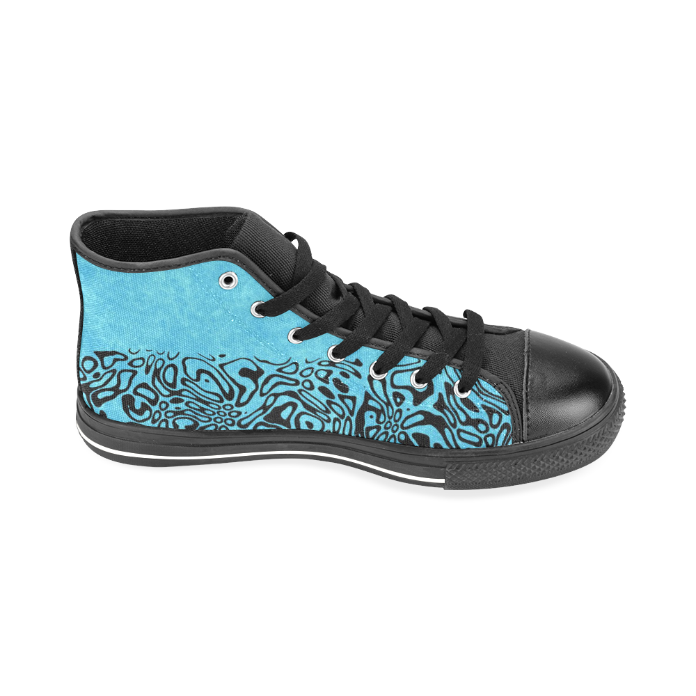 Modern PaperPrint turquoise by JamColors Men’s Classic High Top Canvas Shoes /Large Size (Model 017)