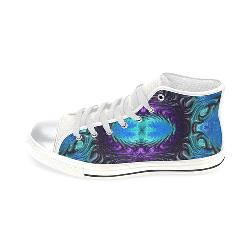 Amethyst Sapphire Turquoise Gems Fractal Abstract High Top Canvas Women's Shoes/Large Size (Model 017)