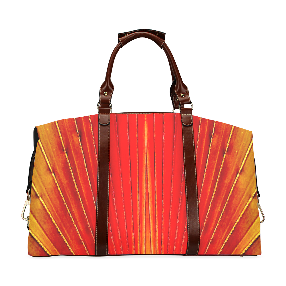 Golden stripes Leaf art Classic Travel Bag (Model 1643) Remake