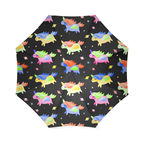 Cute Flying Unicorns Stars Planets Starry Night Foldable Umbrella (Model U01)