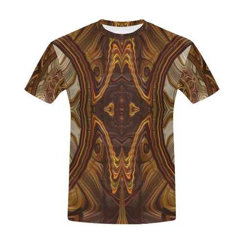 Petrified Wood Parquetry Fractal Abstract All Over Print T-Shirt for Men (USA Size) (Model T40)