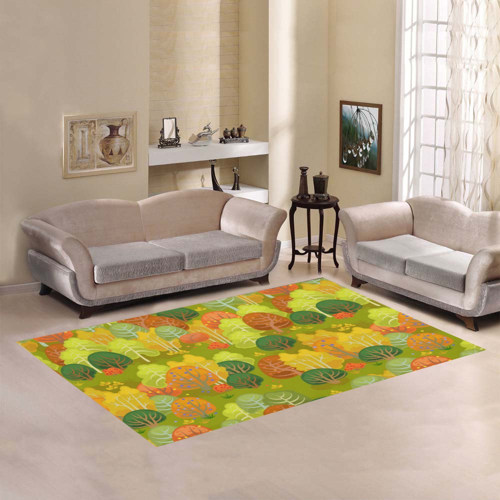Autumn Forest Red Orange Yellow Beautiful Trees Area Rug7'x5'