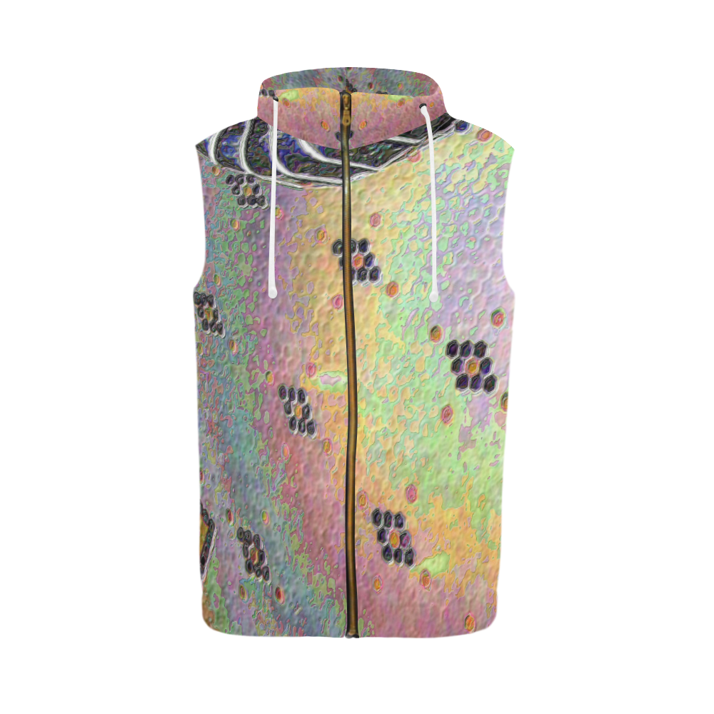 Enamel Hexagon Tile Scales Rainbow Colors All Over Print Sleeveless Zip Up Hoodie for Men (Model H16)