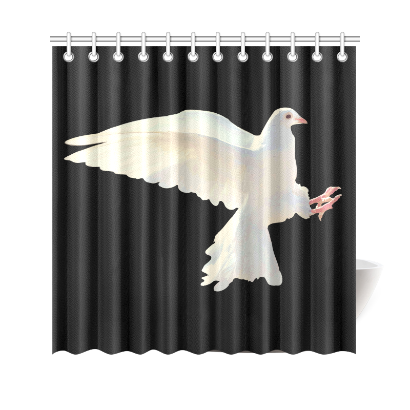 White Dove Peace Symbol Nature Bird Shower Curtain 69"x70"