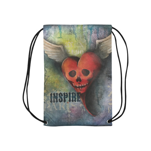 Inspire Skull Back Pack Small Drawstring Bag Model 1604 (Twin Sides) 11"(W) * 17.7"(H)