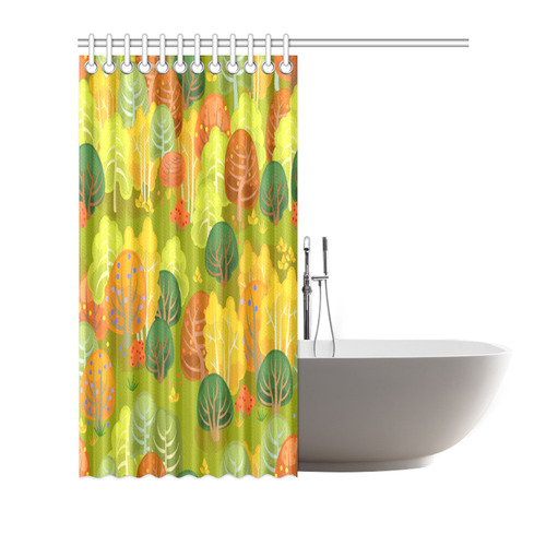 Autumn Forest Red Orange Yellow Beautiful Trees Shower Curtain 72"x72"