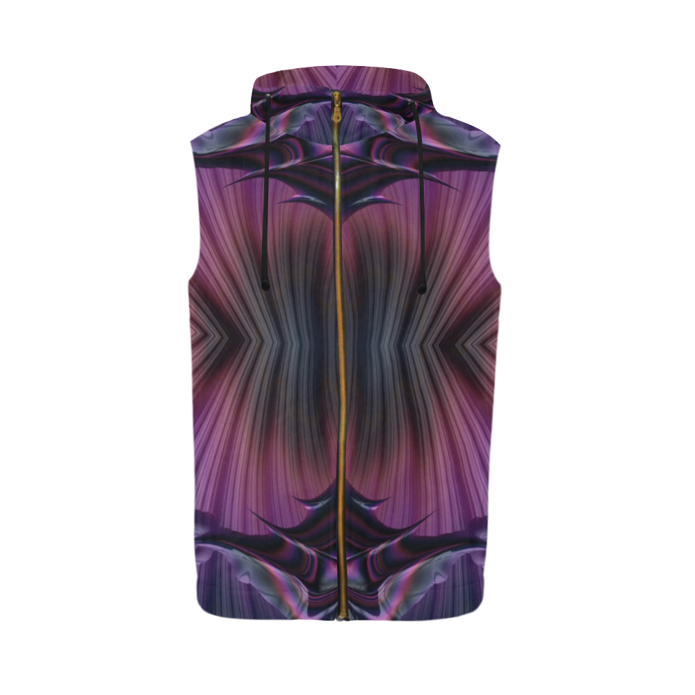 Sunset Ring of Phoenixes Fractal Abstract All Over Print Sleeveless Zip Up Hoodie for Men (Model H16)
