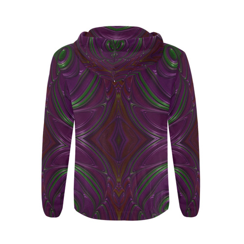 Emerald and Amethyst Jeweled Fractal Abstract All Over Print Full Zip Hoodie for Men (Model H14)