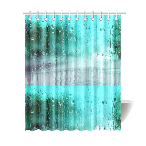 Blue rain drops Shower Curtain 69"x84"