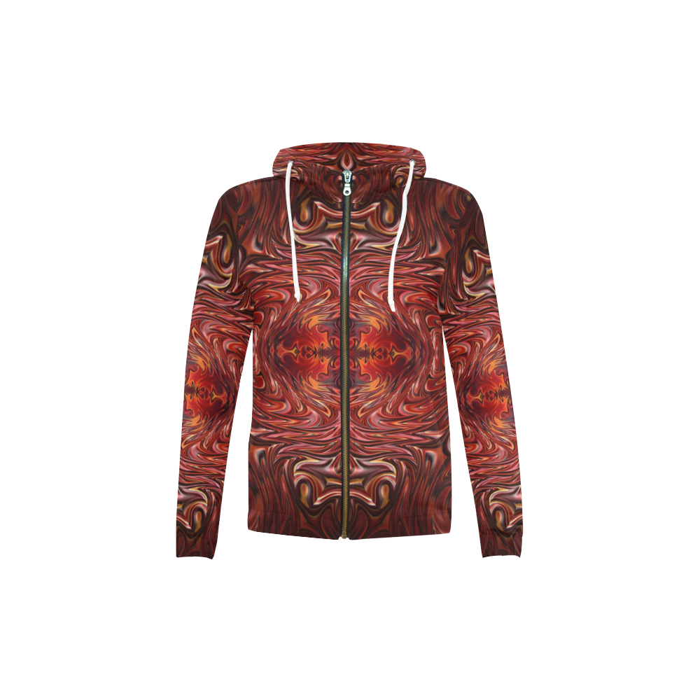 Hearts Fire Storm of Love Fractal Abstract All Over Print Full Zip Hoodie for Kid (Model H14)