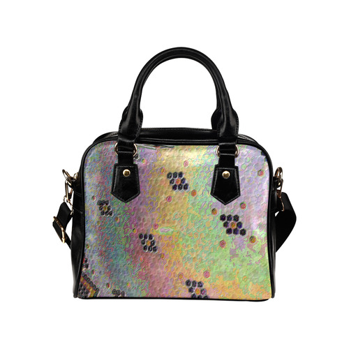 Enamel Hexagon Tile Scales Rainbow Colors Shoulder Handbag (Model 1634)