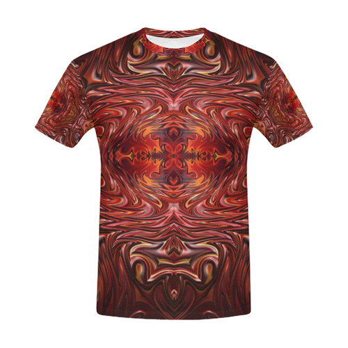 Hearts Fire Storm of Love Fractal Abstract All Over Print T-Shirt for Men (USA Size) (Model T40)