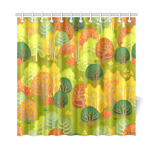Autumn Forest Red Orange Yellow Beautiful Trees Shower Curtain 72"x72"