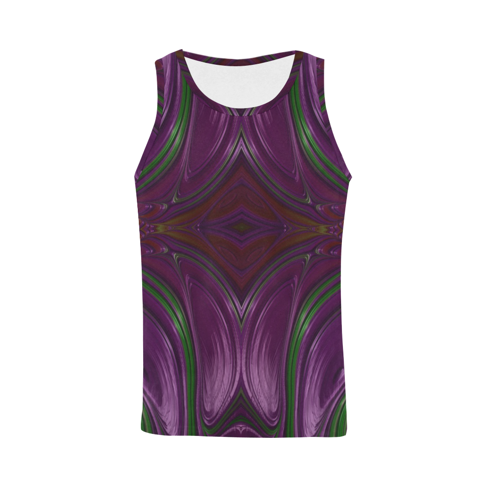 Emerald and Amethyst Jeweled Fractal Abstract All Over Print Tank Top for Men (Model T43)