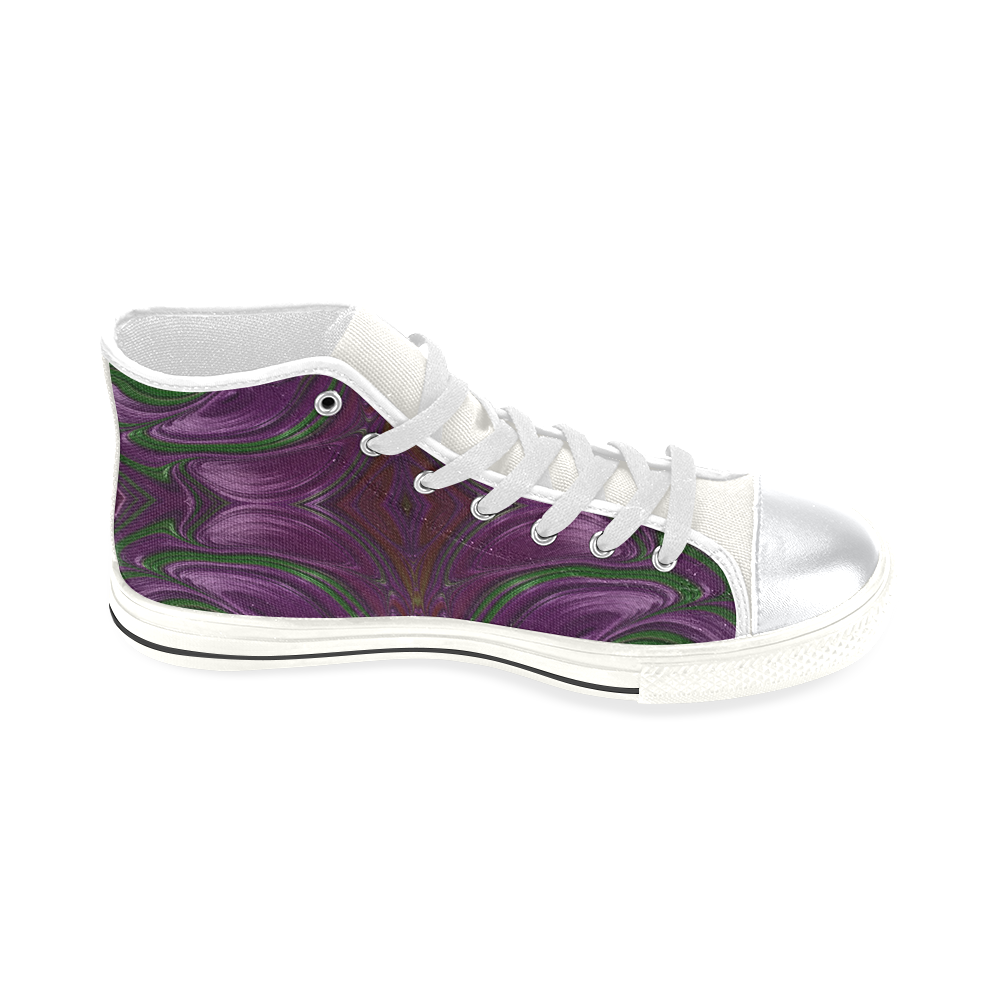 Emerald and Amethyst Jeweled Fractal Abstract High Top Canvas Women's Shoes/Large Size (Model 017)