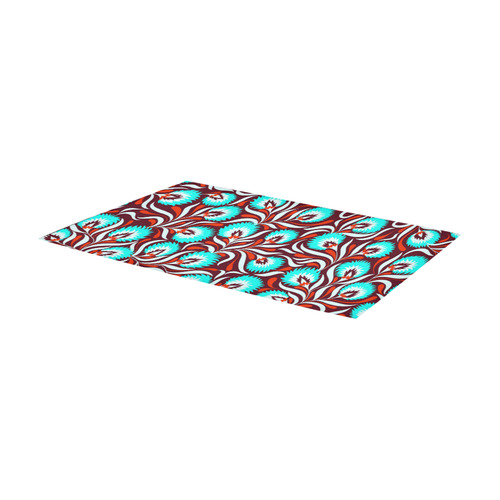 Cute Vintage Red Aqua Floral Pattern Area Rug 7'x3'3''