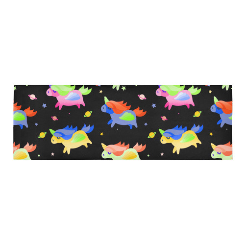 Cute Flying Unicorns Stars Planets Starry Night Area Rug 9'6''x3'3''