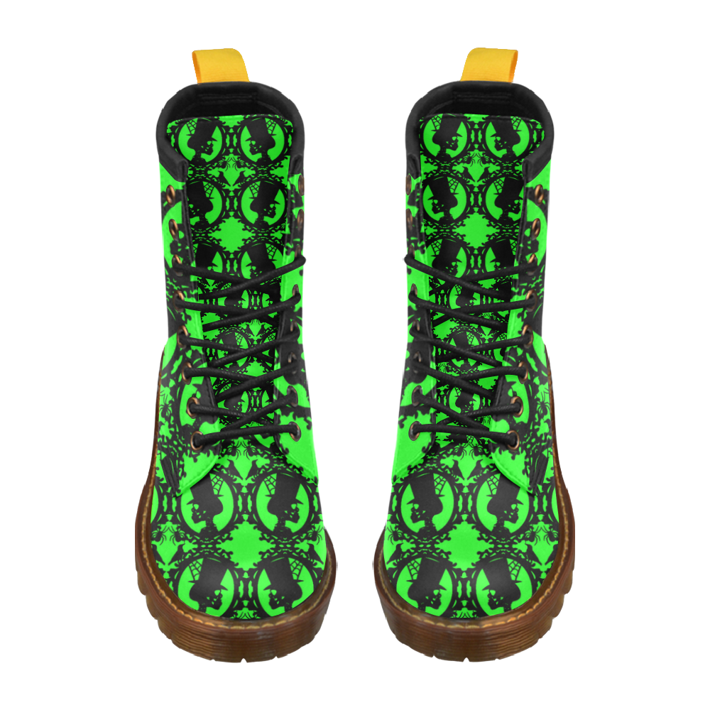 Spooksville forest in green High Grade PU Leather Martin Boots For Women Model 402H