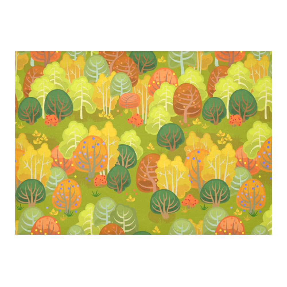 Autumn Forest Red Orange Yellow Beautiful Trees Cotton Linen Tablecloth 60"x 84"