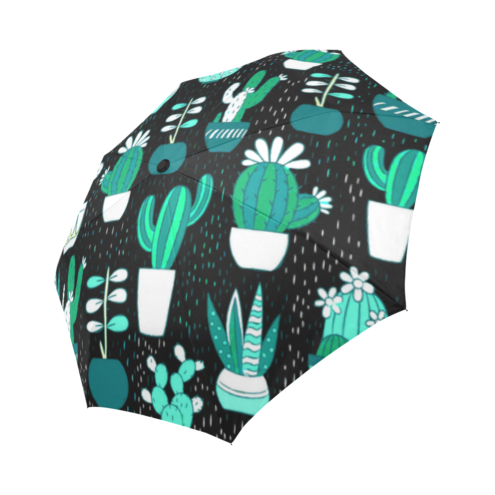 Cute Cactus Floral Pattern Succulents Auto-Foldable Umbrella (Model U04)