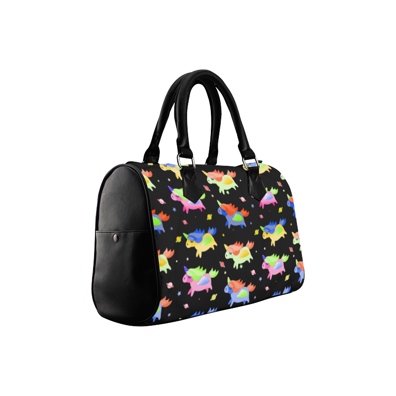 Cute Flying Unicorns Stars Planets Starry Night Boston Handbag (Model 1621)