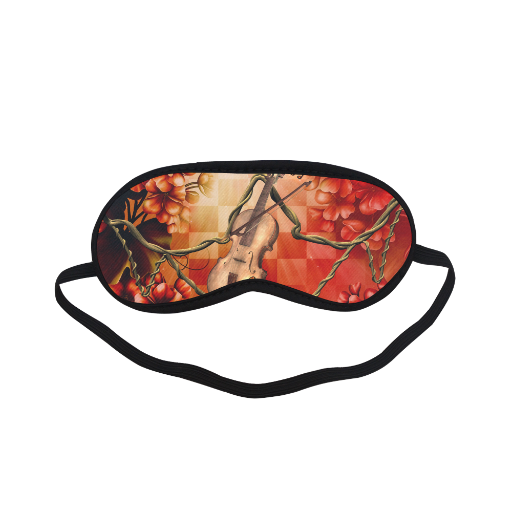 Violin and violin bow with flowers Sleeping Mask