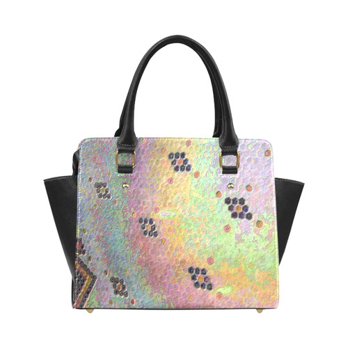 Enamel Hexagon Tile Scales Rainbow Colors Classic Shoulder Handbag (Model 1653)