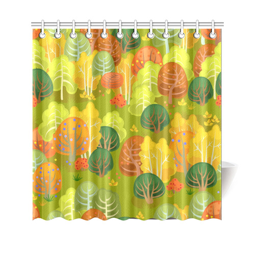 Autumn Forest Red Orange Yellow Beautiful Trees Shower Curtain 69"x70"