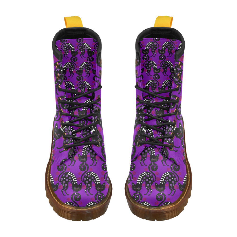 Pussy Halloween in purple High Grade PU Leather Martin Boots For Women Model 402H