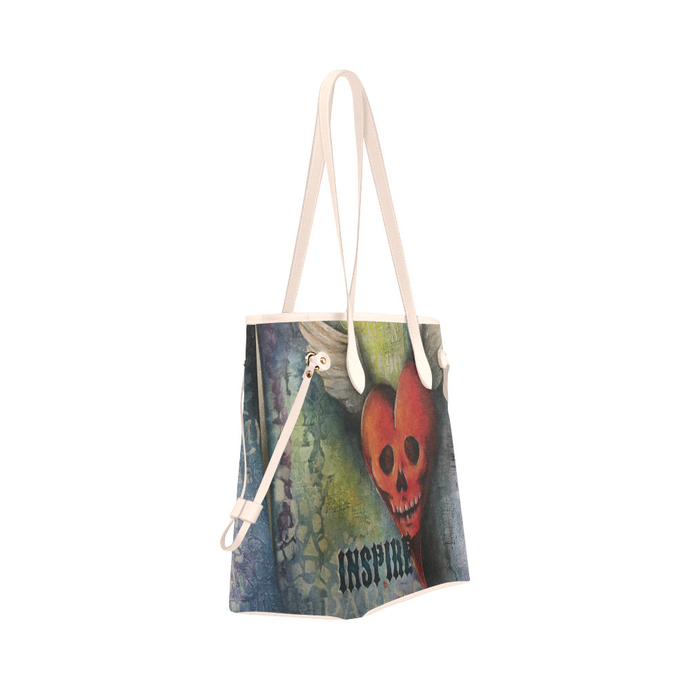 Inspire Skull Tote Clover Canvas Tote Bag (Model 1661)