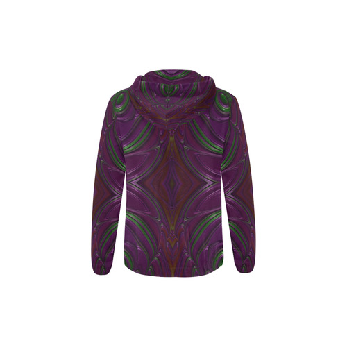 Emerald and Amethyst Jeweled Fractal Abstract All Over Print Full Zip Hoodie for Kid (Model H14)