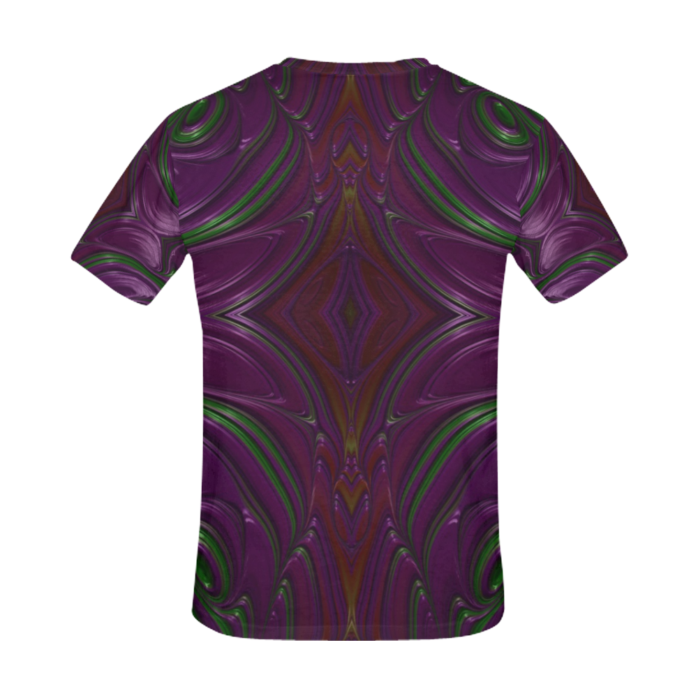 Emerald and Amethyst Jeweled Fractal Abstract All Over Print T-Shirt for Men (USA Size) (Model T40)