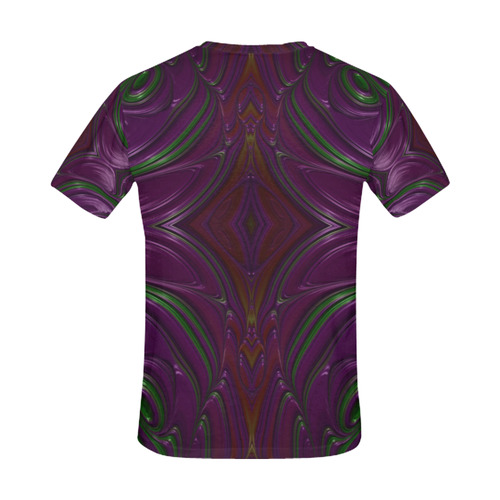 Emerald and Amethyst Jeweled Fractal Abstract All Over Print T-Shirt for Men (USA Size) (Model T40)