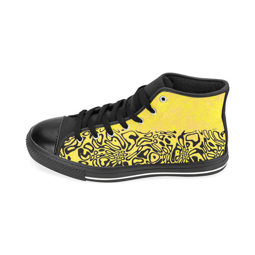 Modern PaperPrint yellow by JamColors Men’s Classic High Top Canvas Shoes /Large Size (Model 017)